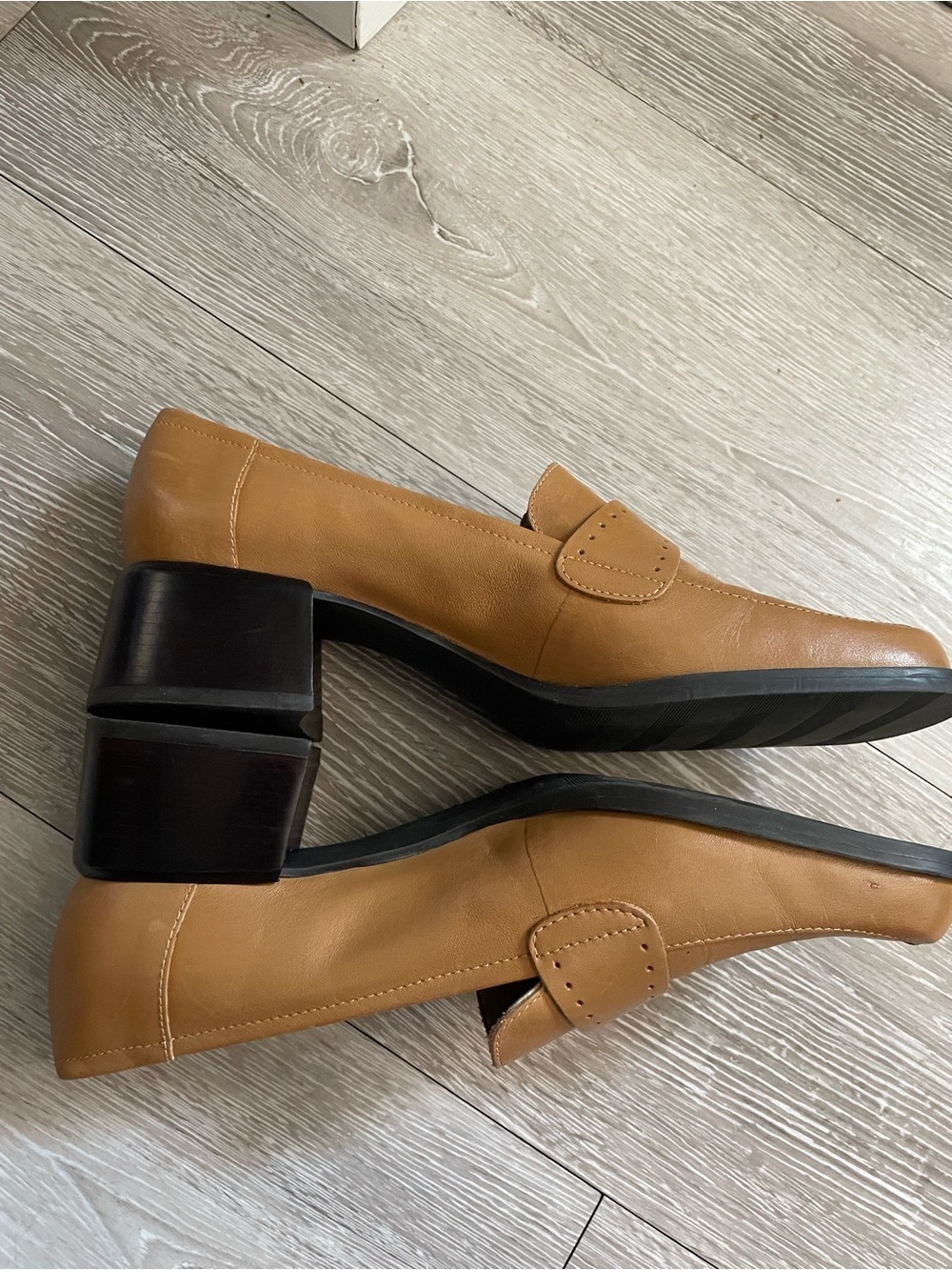 90s Y2K Vintage Hillard & Hanson Leather Penny Loafer Chunky Block Heel - Picture 5 of 10